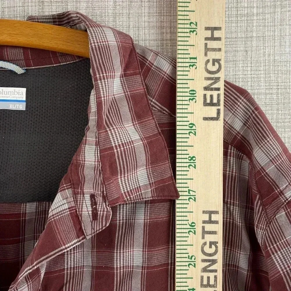 Columbia Shirt Long Sleeve Button Down Mens XL red plaid 1038 - Picture 3 of 7